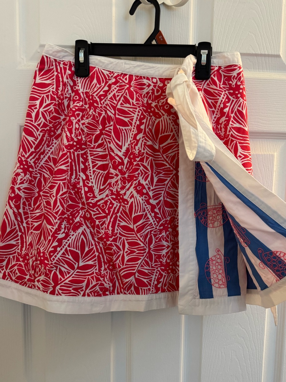 Lilly Pulitzer Reversible Pink and White Printed Wrap Skirt